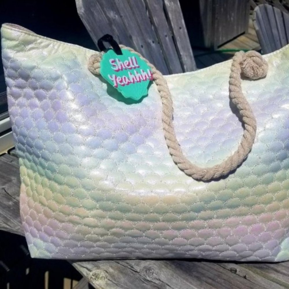 Pearl iridescent mermaid tote
